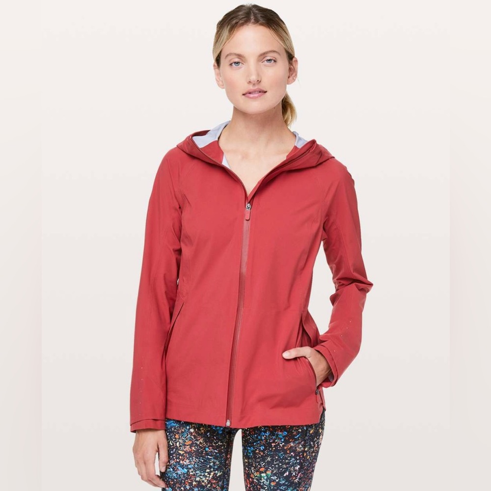 Lululemon Red Here Comes the Rain Jacket - Like New